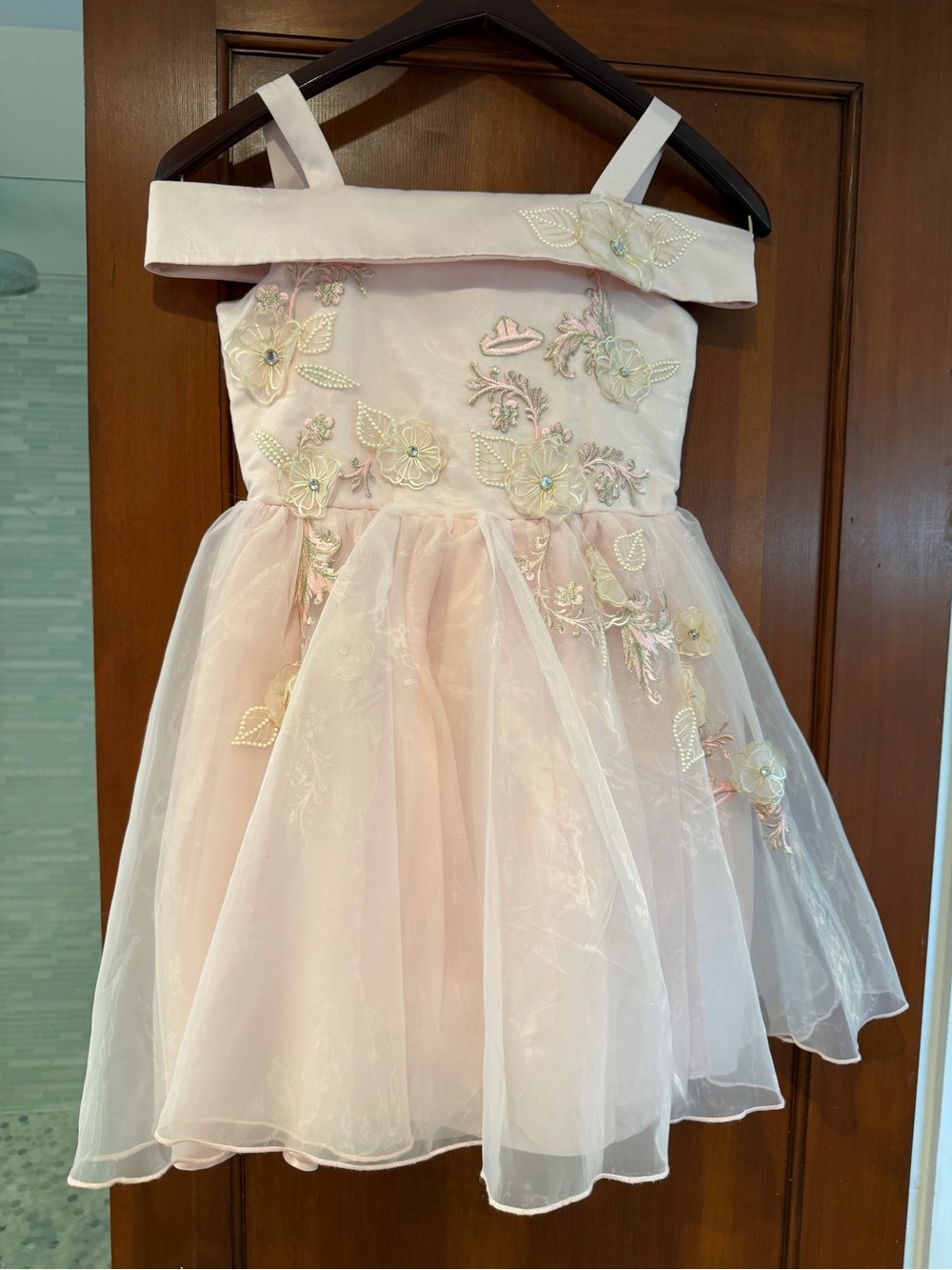 Disney Princess Aurora soft Pink Floral Applique Tulle Dress size 8/10